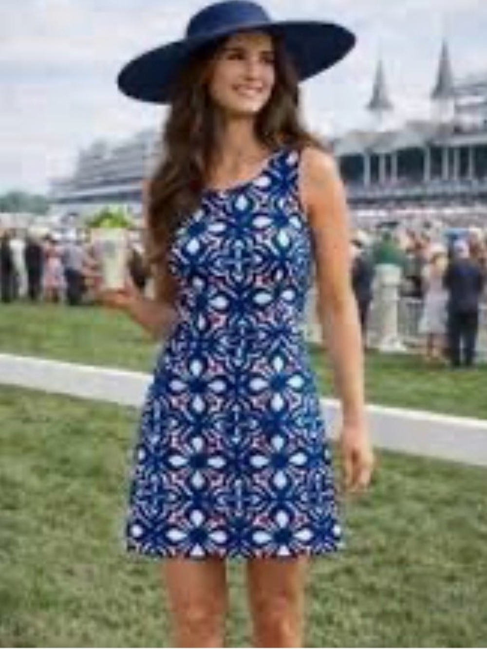 Vineyard Vines Navy Blue Patterned Sleeveless Midi Dress size 6